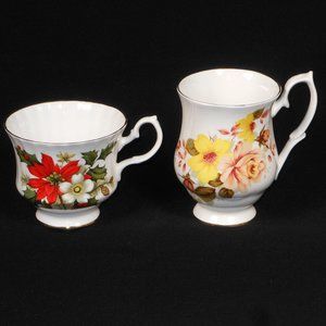 2 fine bone china tea cups by Bluebird Canada